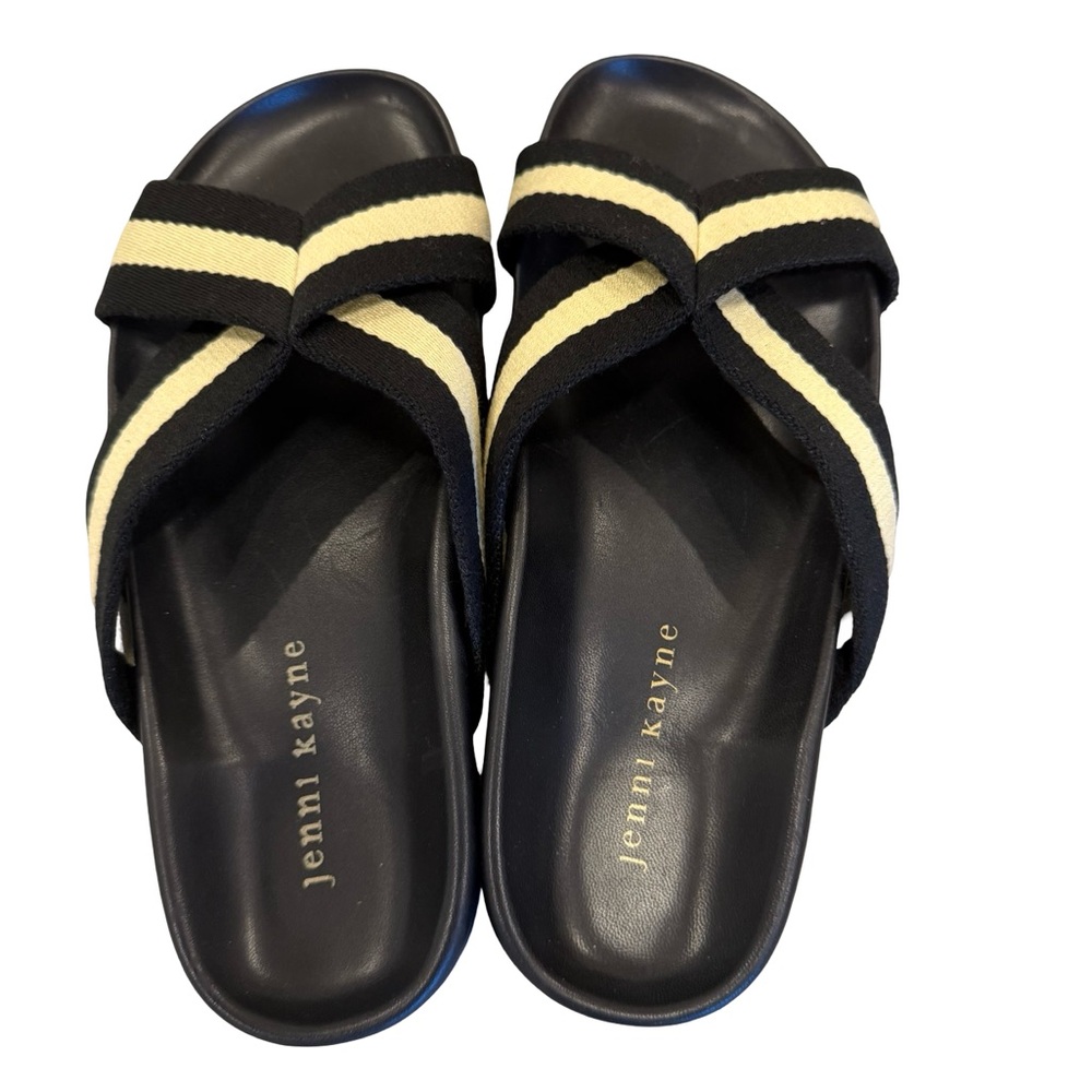 JENNI KAYNE Sandals - Cotton Crossover Sandal size 36 euro/6 US black and ivory - Picture 2 of 7
